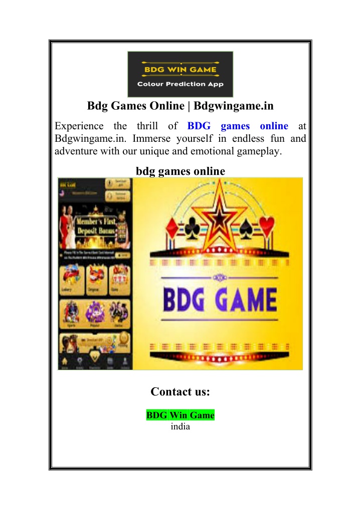 bdg games online bdgwingame in