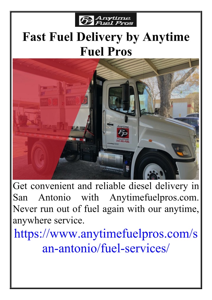 fast fuel delivery by anytime fuel pros