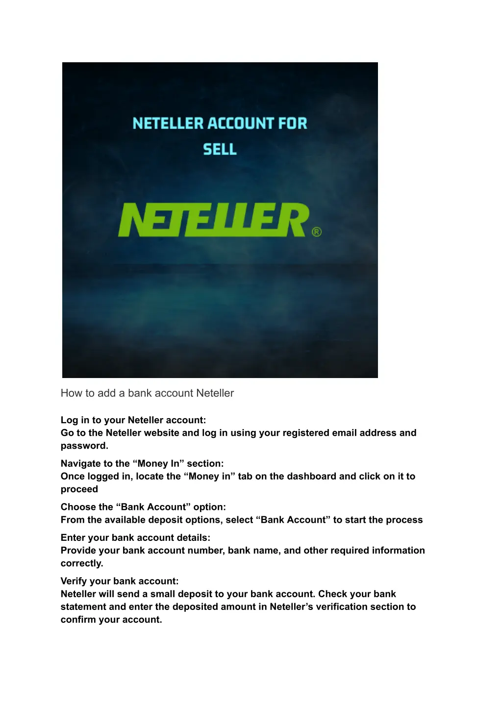 how to add a bank account neteller