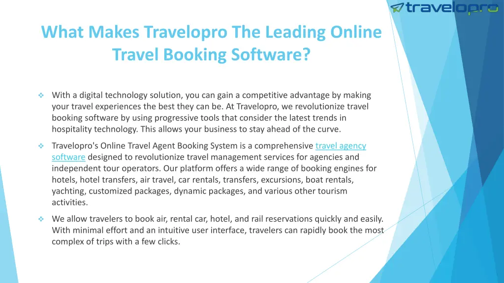 what makes travelopro the leading online travel