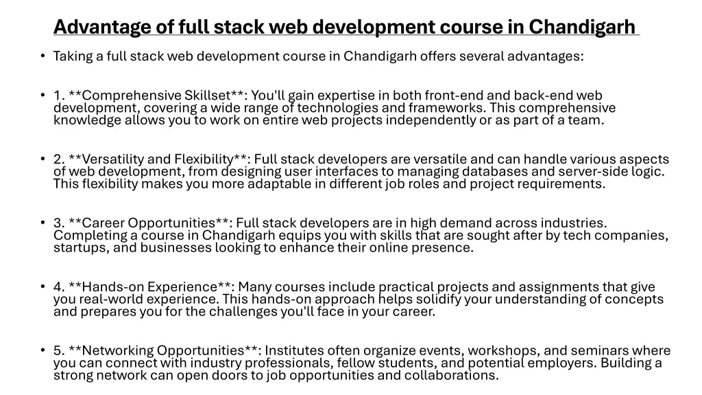 advantage of full stack web development course