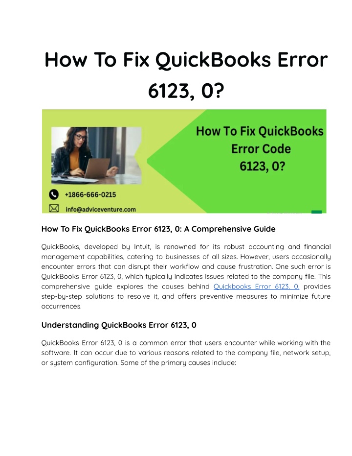 how to fix quickbooks error 6123 0