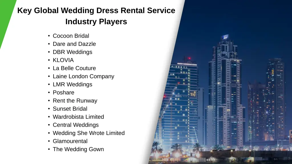 key global wedding dress rental service industry