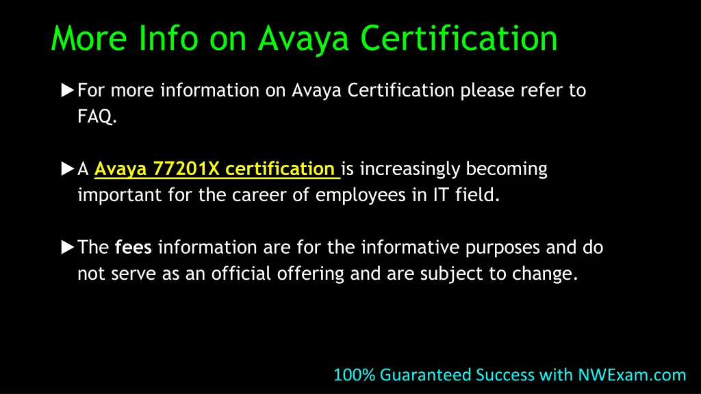 more info on avaya certification