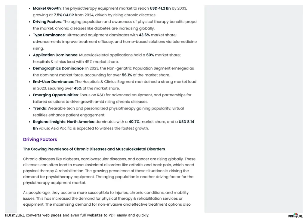 market growth the physiotherapy equipment market