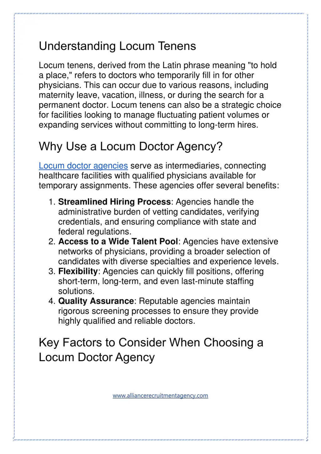 understanding locum tenens