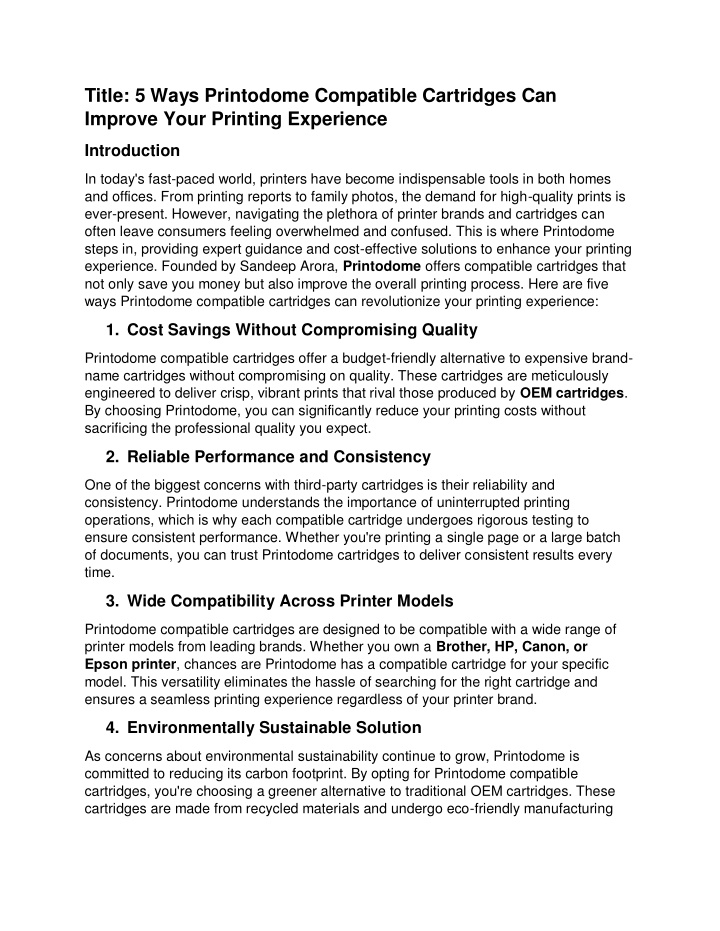 title 5 ways printodome compatible cartridges