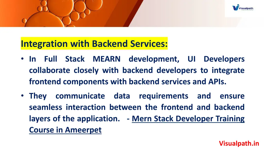 integration with backend services in full stack