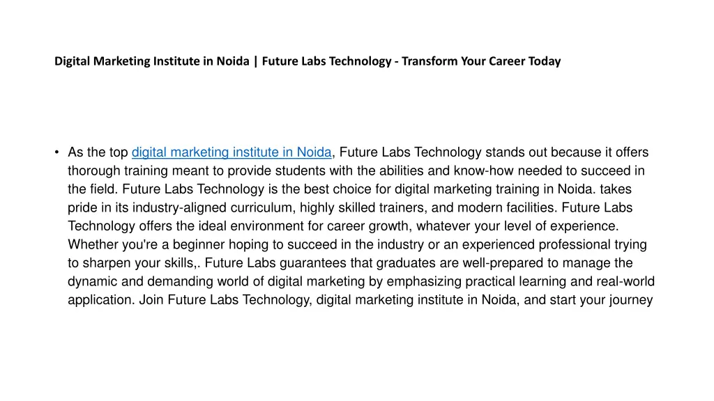 digital marketing institute in noida future labs