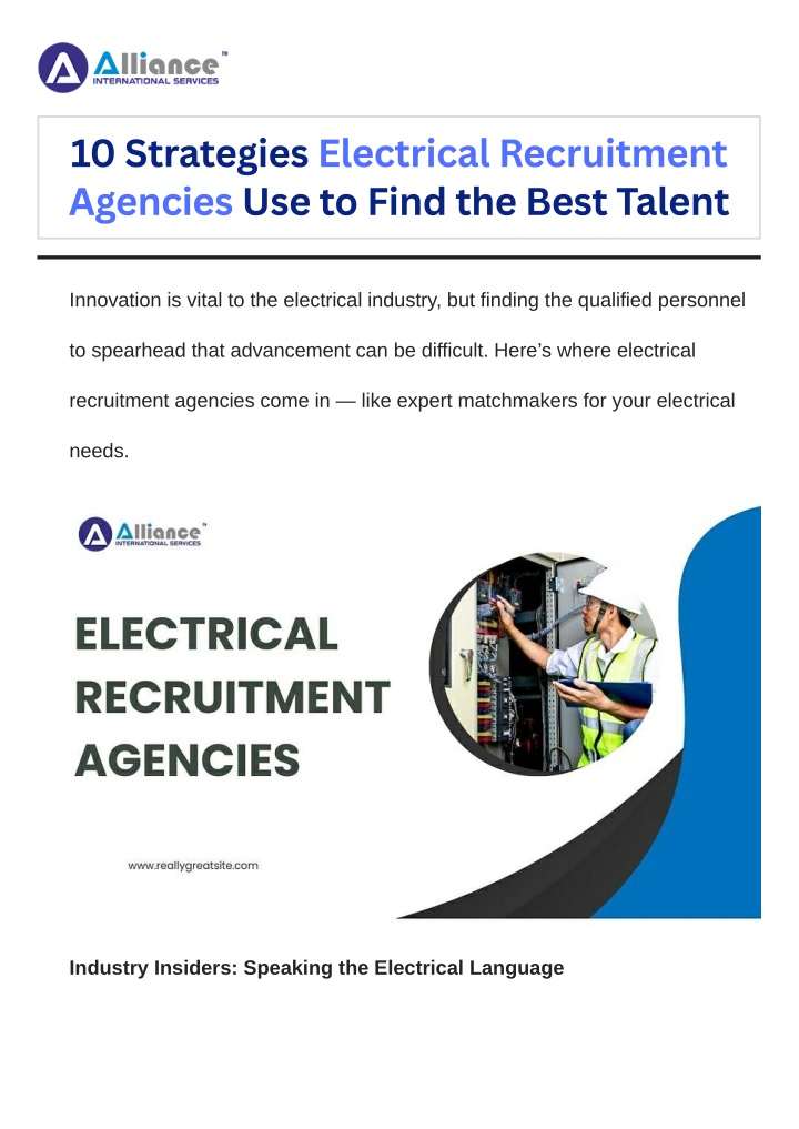10 strategies electrical recruitment agencies