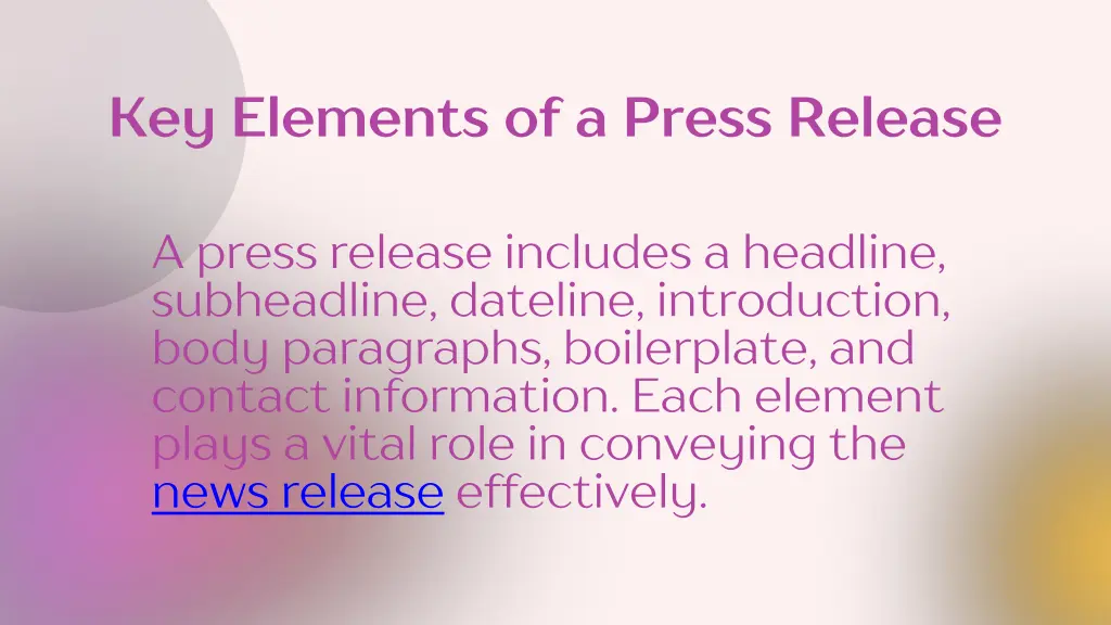 key elements of a press release