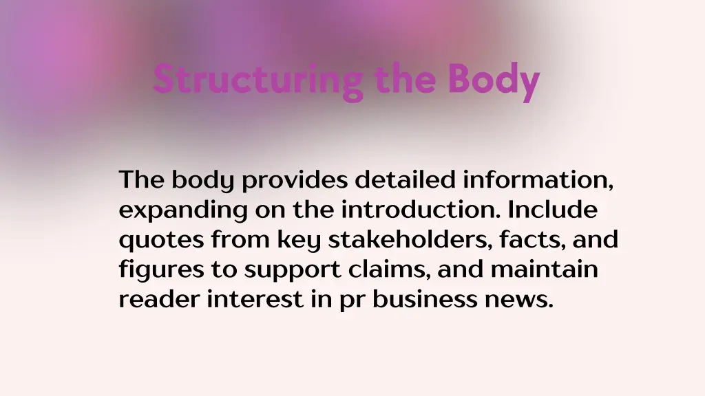 structuring the body