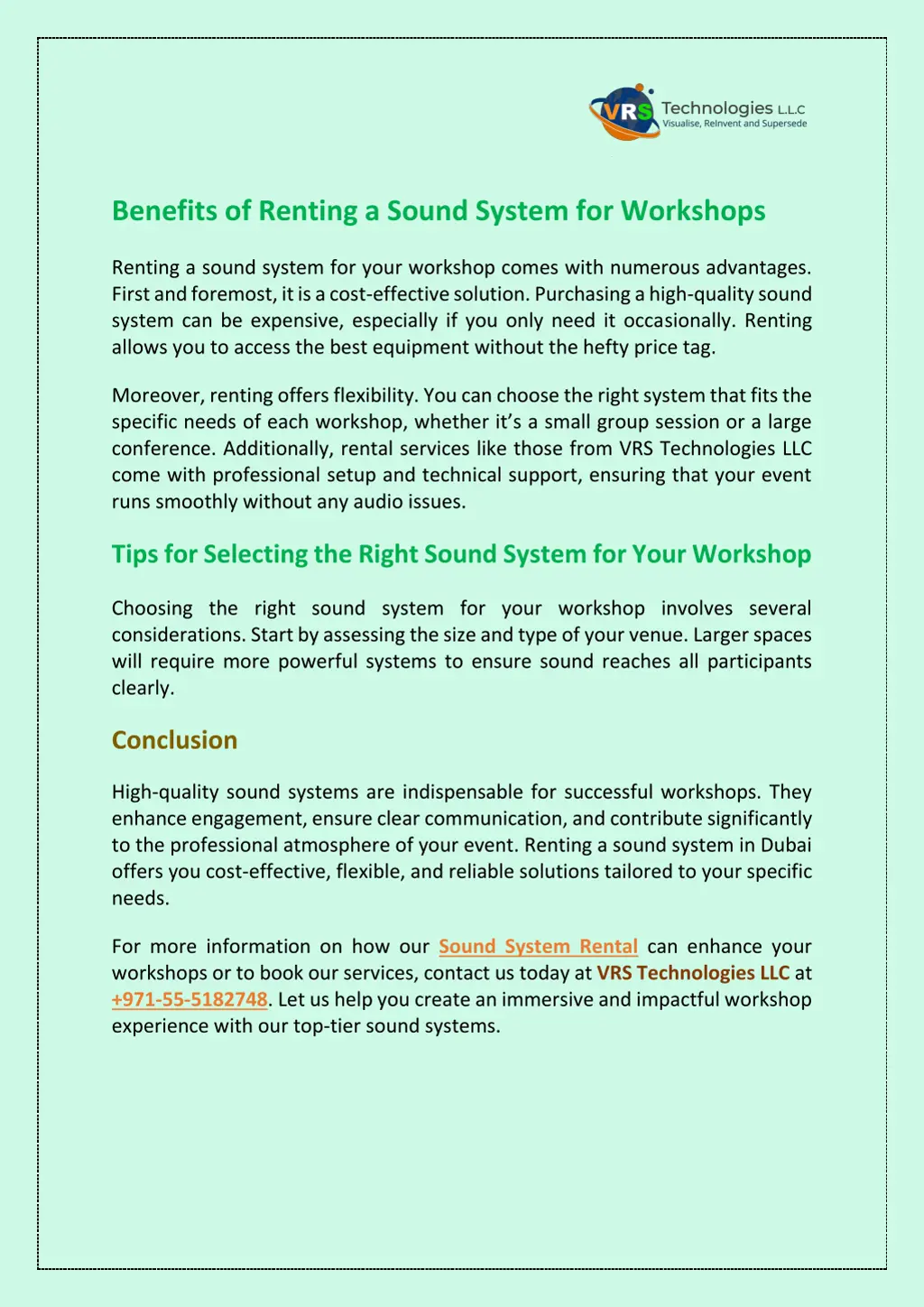 benefits of renting a sound system for workshops