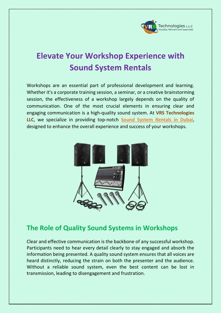 elevate your workshop experience with sound