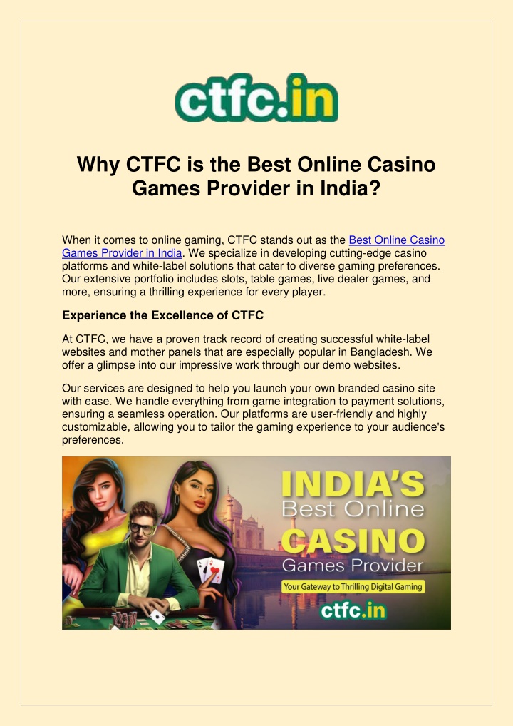 why ctfc is the best online casino games provider
