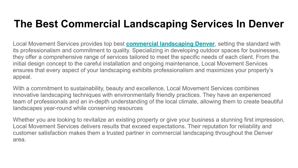 the best commercial landscaping services in denver