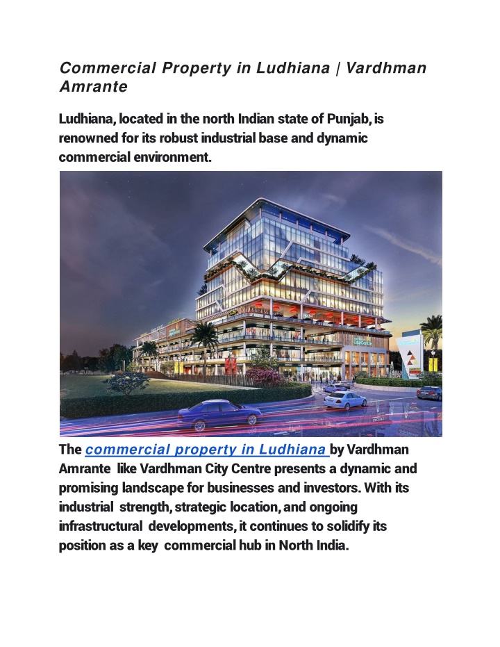 commercial property in ludhiana vardhman amrante