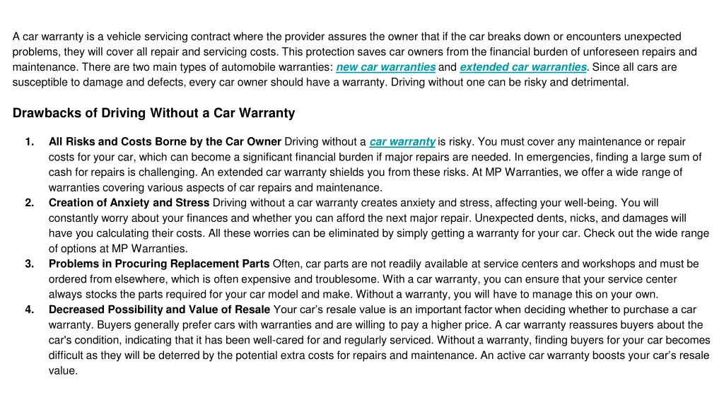 a car warranty is a vehicle servicing contract