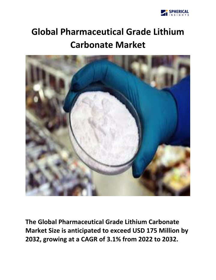 global pharmaceutical grade lithium carbonate