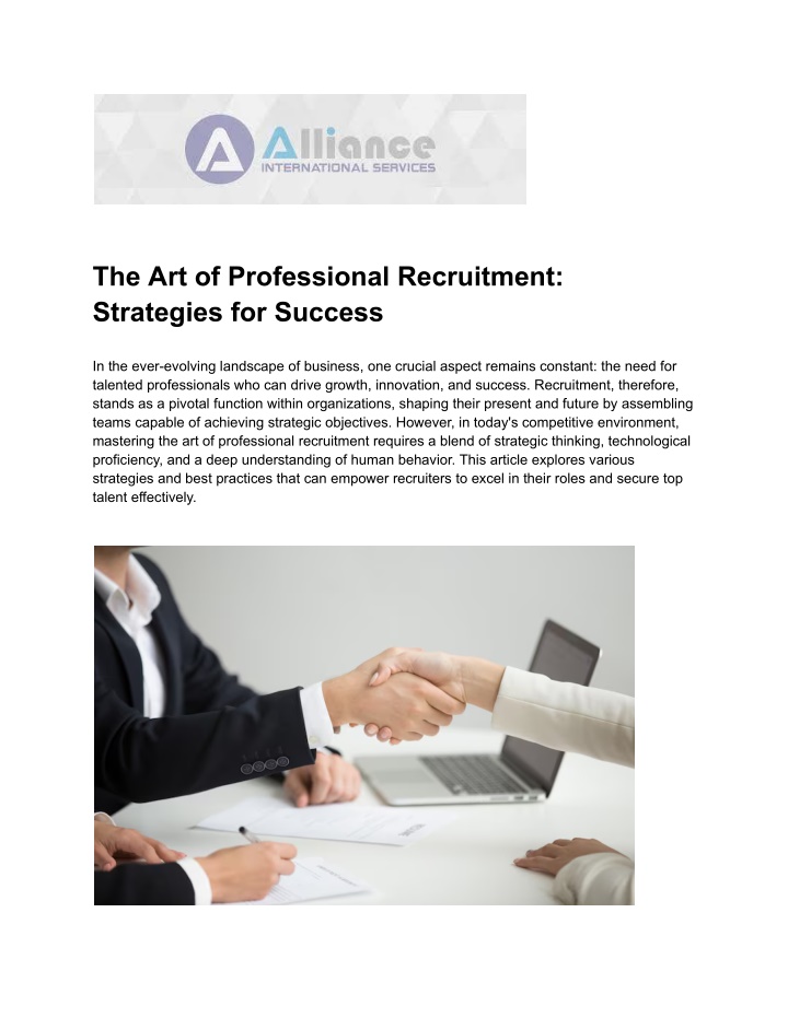 the art of professional recruitment strategies
