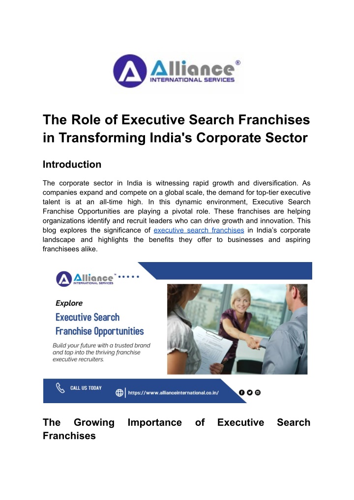 the role of executive search franchises