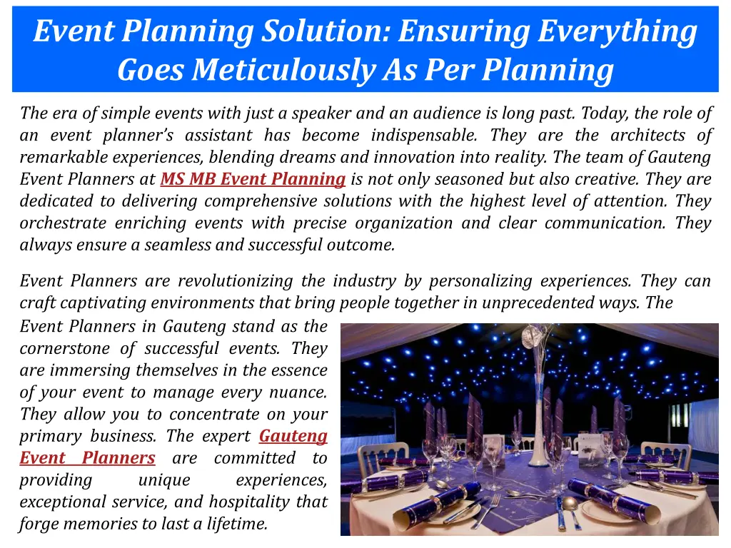 event planning solution ensuring everything goes