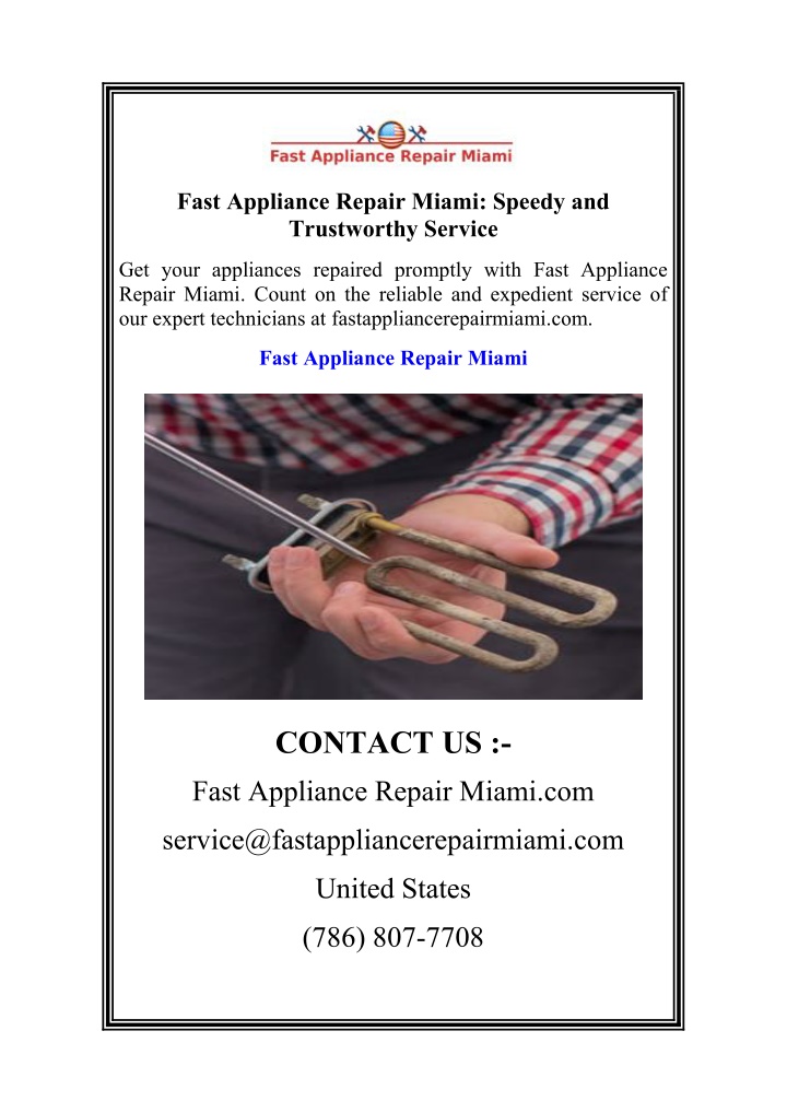 fast appliance repair miami speedy