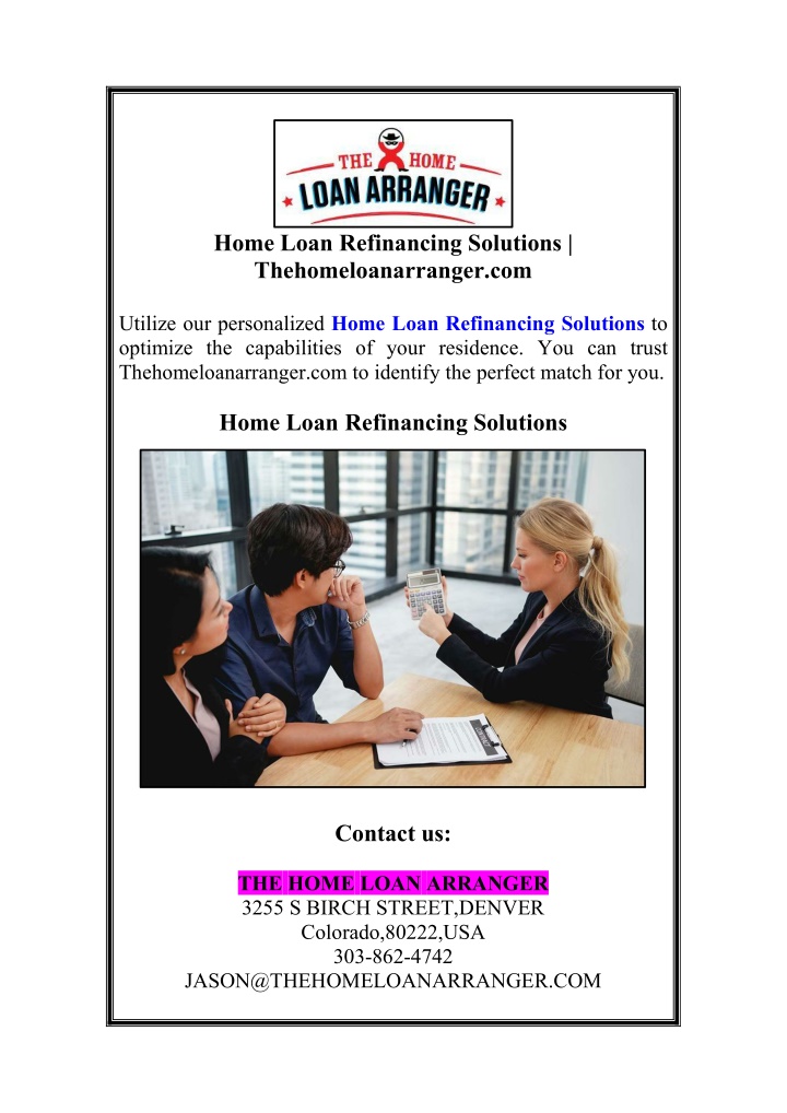 home loan refinancing solutions