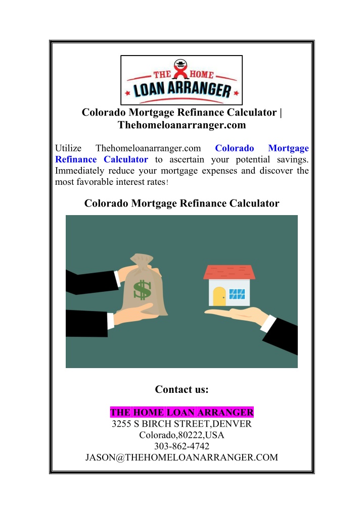 colorado mortgage refinance calculator