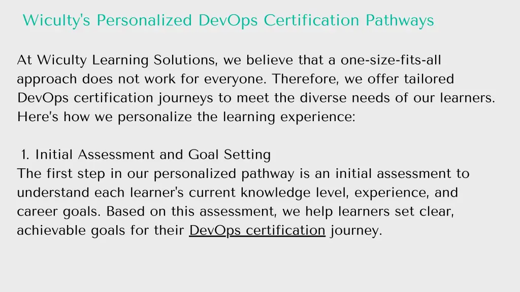 wiculty s personalized devops certification