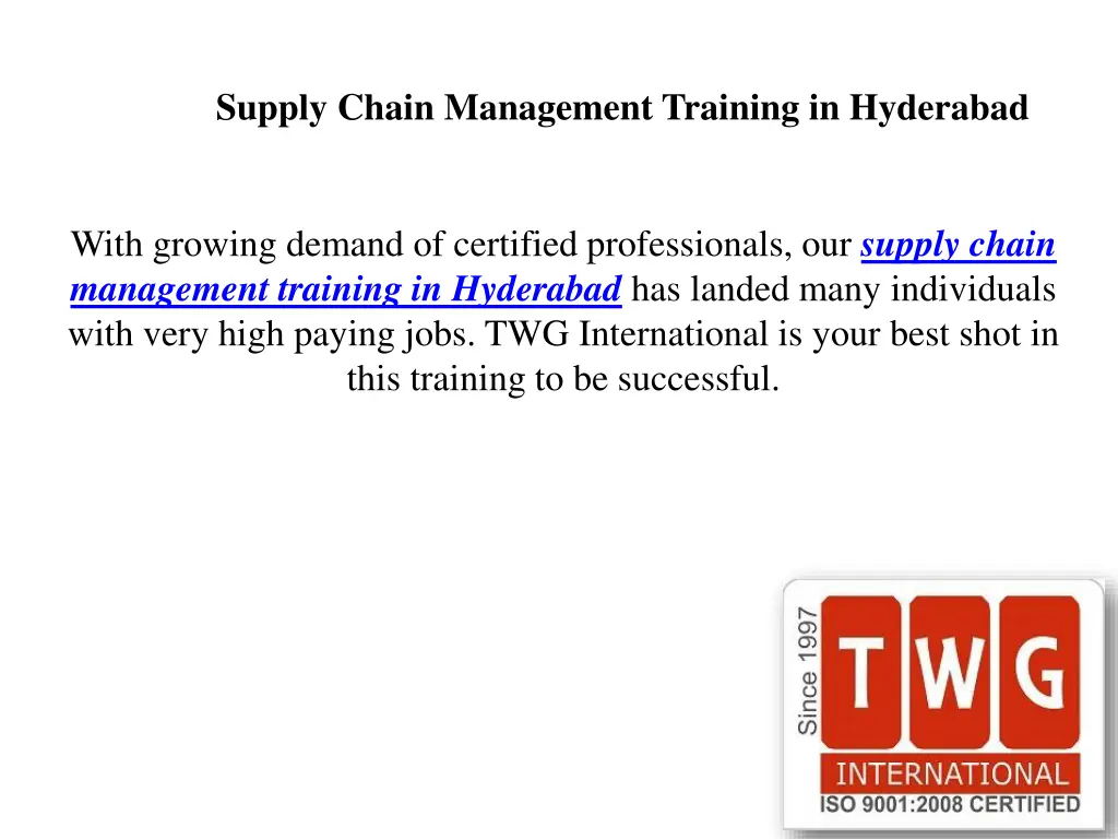 supply chain management training in hyderabad