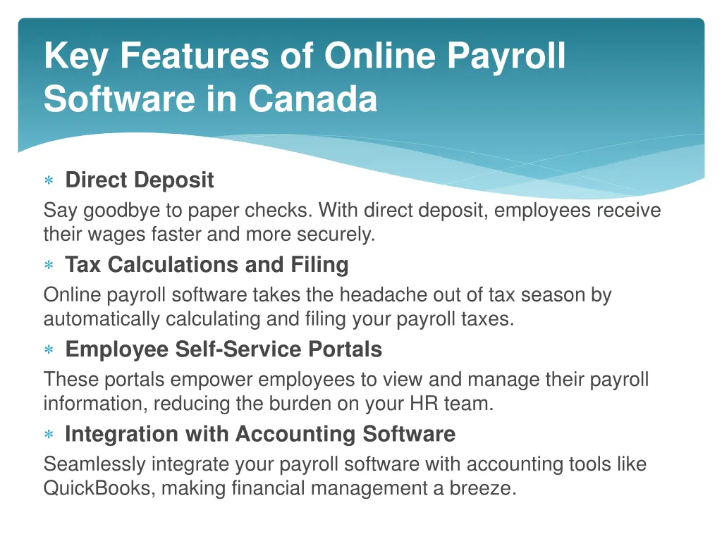 key features of online payroll software in canada