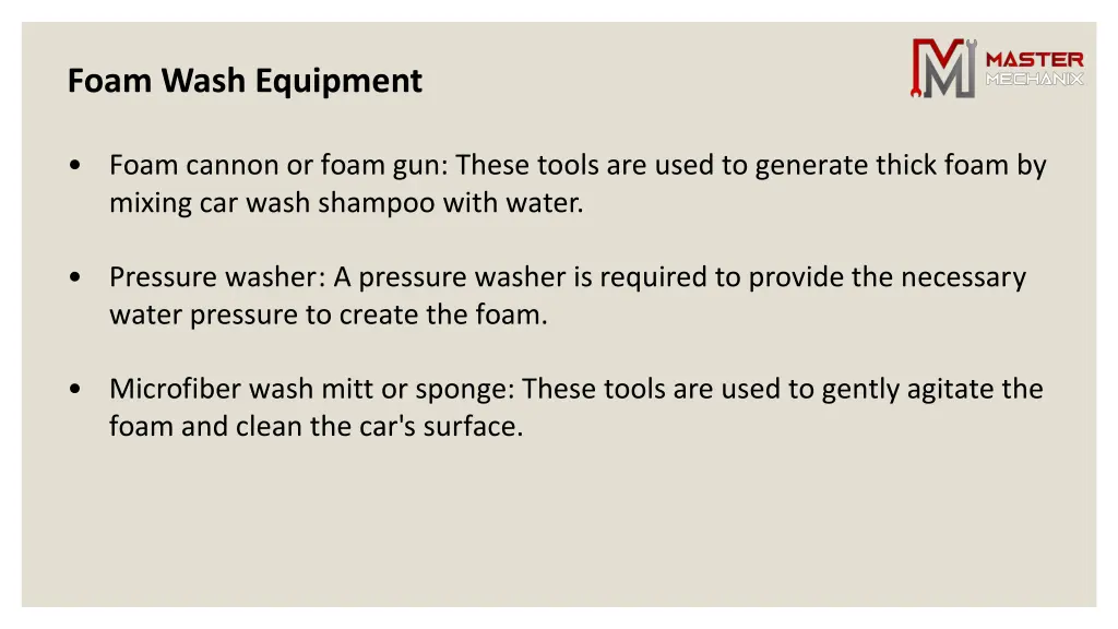 foam wash equipment