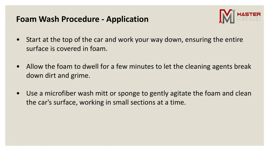 foam wash procedure application