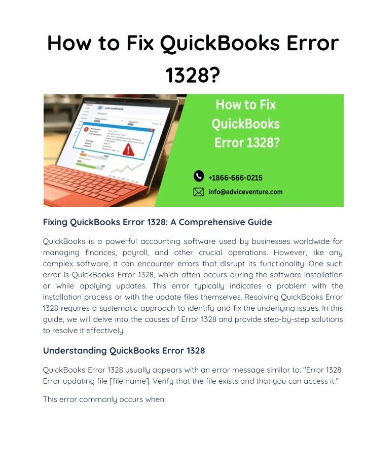 how to fix quickbooks error 1328