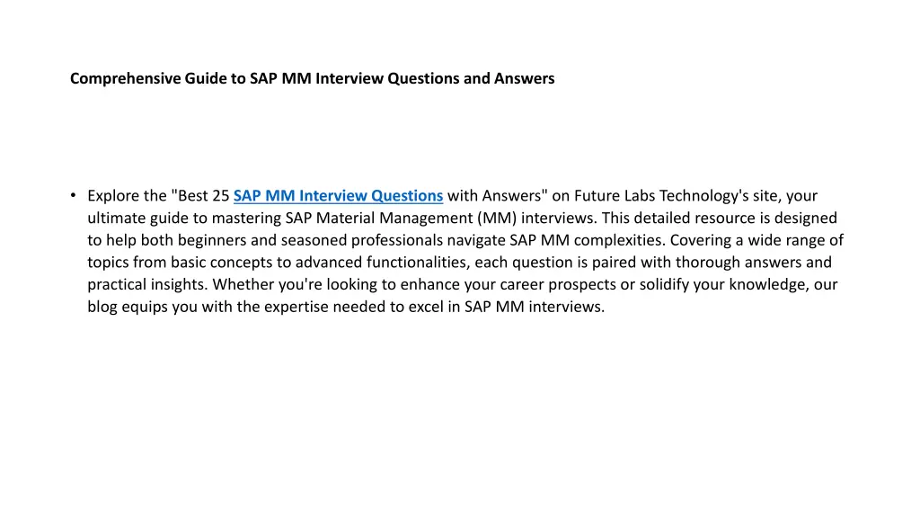 comprehensive guide to sap mm interview questions