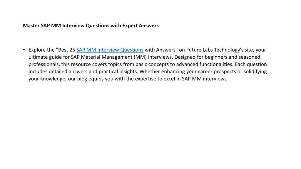 master sap mm interview questions with expert
