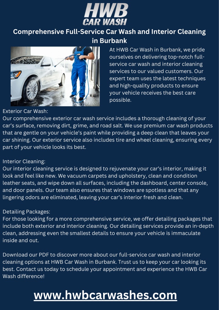 comprehensive full service car wash and interior