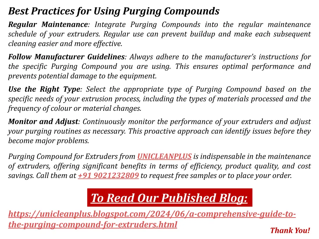 best practices for using purging compounds