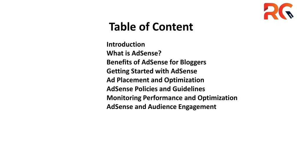 table of content