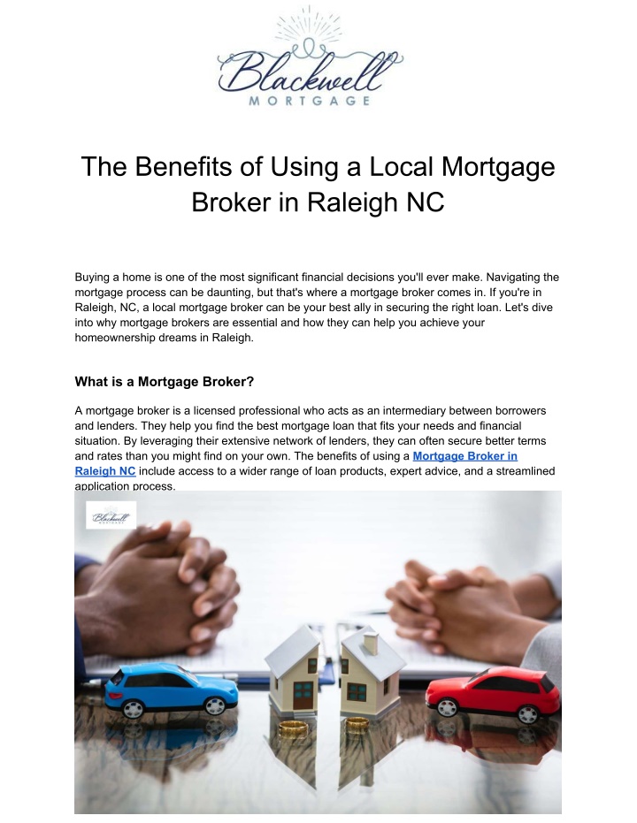 the benefits of using a local mortgage broker