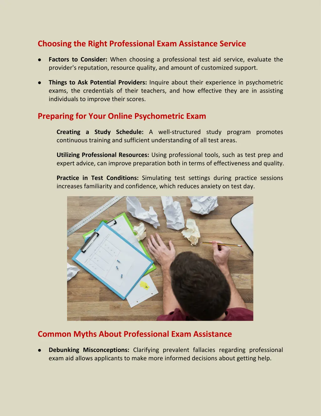 choosing the right professional exam assistance