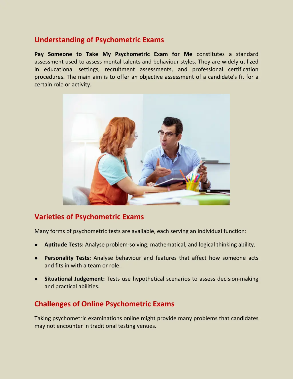 understanding of psychometric exams