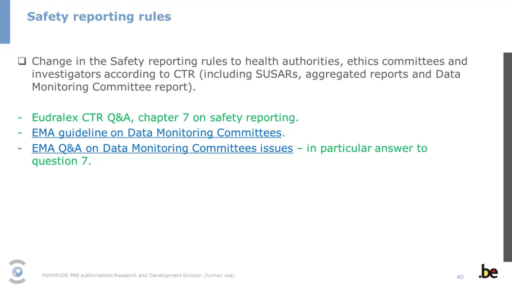 safety reporting rules