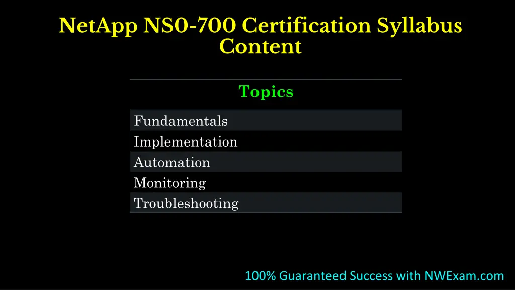 netapp ns0 700 certification syllabus content