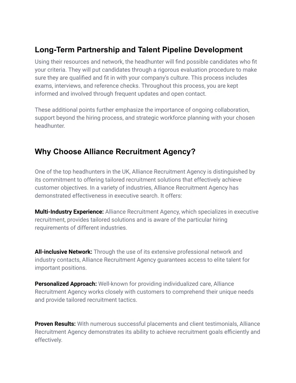 long term partnership and talent pipeline