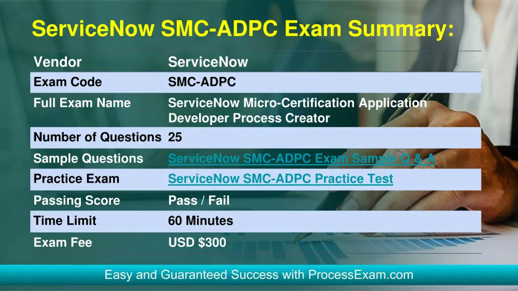 servicenow smc adpc exam summary