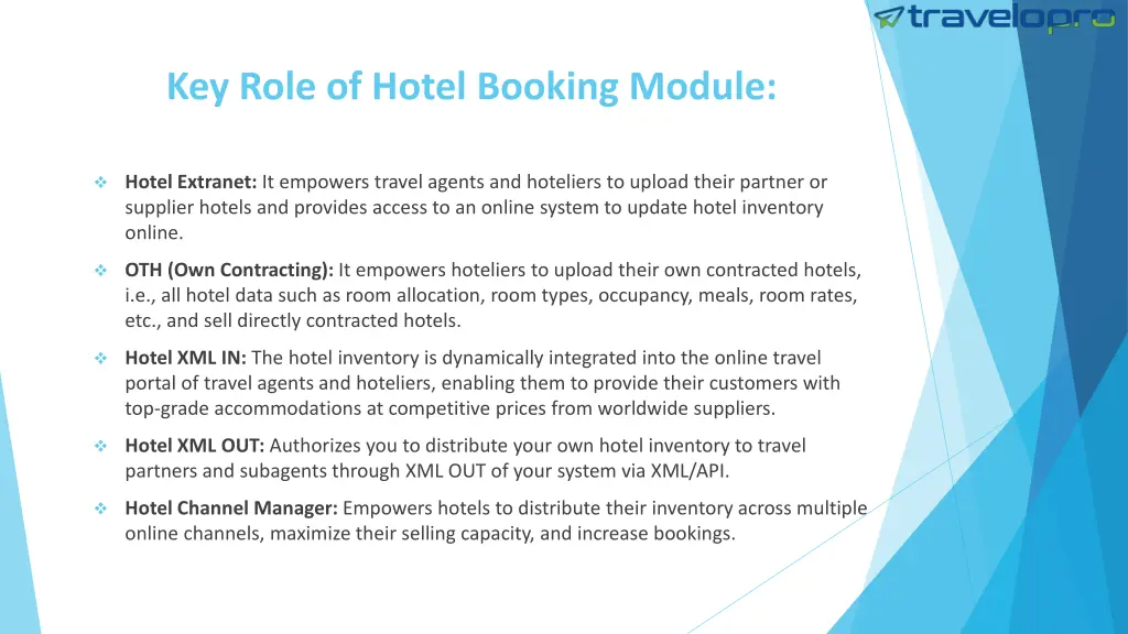 key role of hotel booking module