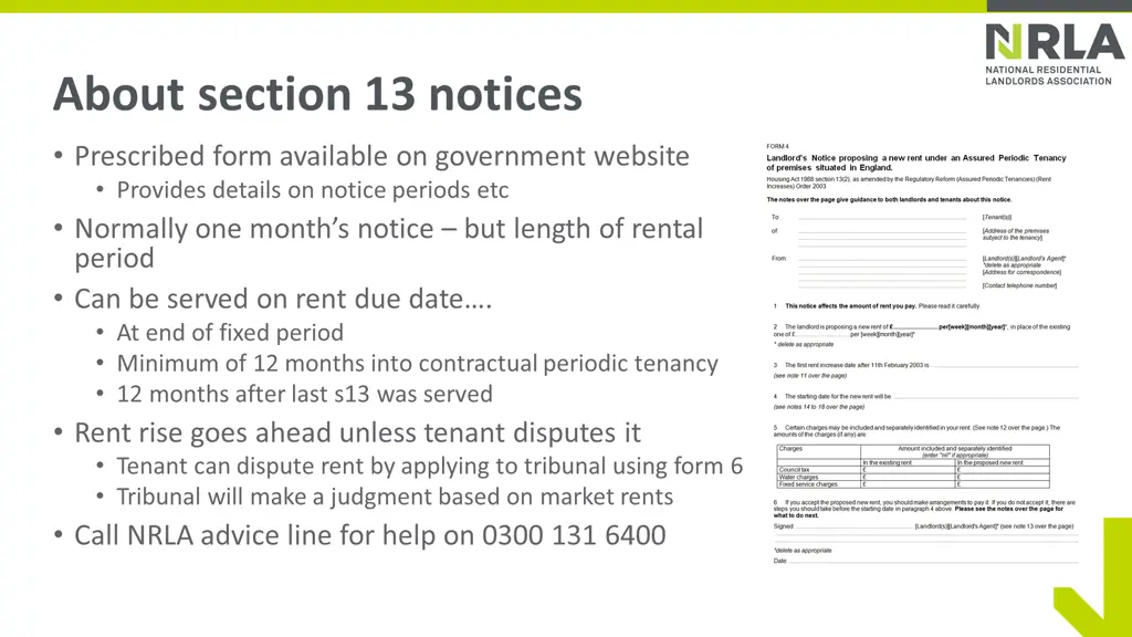 about section 13 notices prescribed form