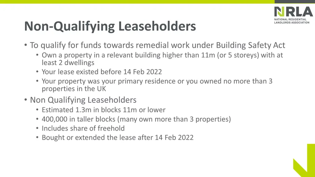 non qualifying leaseholders